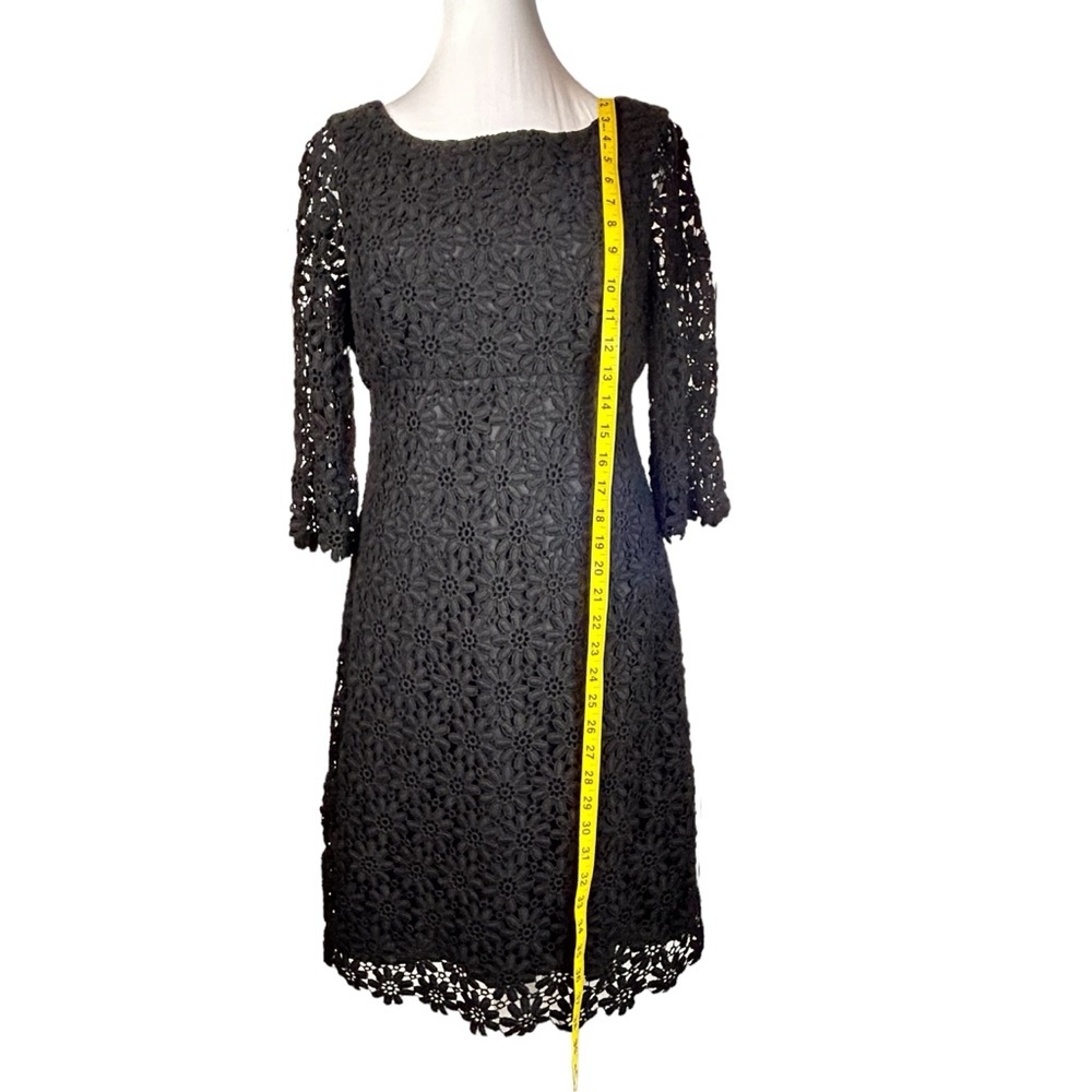 Lilly Pulitzer Shayna Black Lace Dress Daisy Sheath 3/4 Sleeves V Back Size 6 - Picture 8 of 14